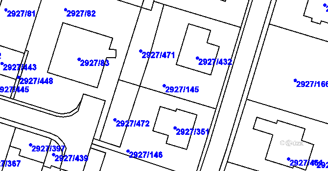 Parcela st. 2927/145 v KÚ Žebětín, Katastrální mapa