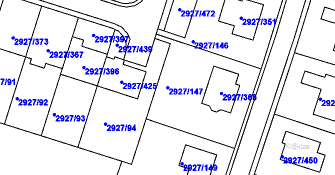 Parcela st. 2927/147 v KÚ Žebětín, Katastrální mapa