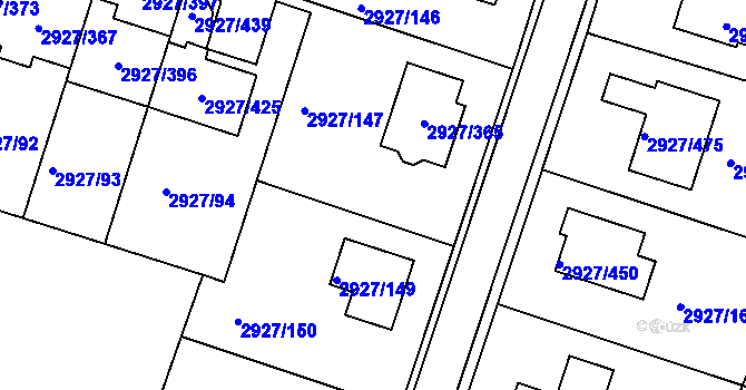Parcela st. 2927/148 v KÚ Žebětín, Katastrální mapa