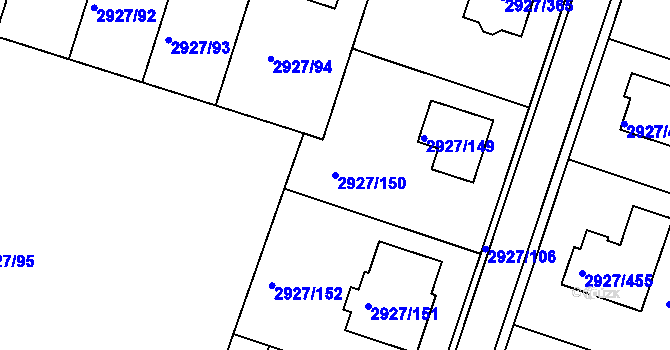 Parcela st. 2927/150 v KÚ Žebětín, Katastrální mapa
