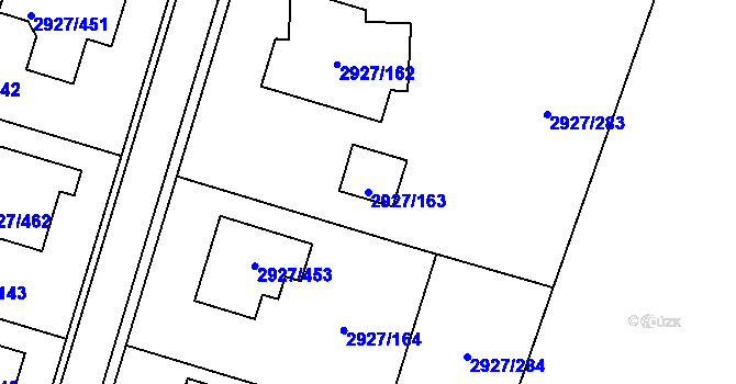Parcela st. 2927/163 v KÚ Žebětín, Katastrální mapa