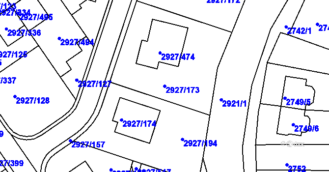 Parcela st. 2927/173 v KÚ Žebětín, Katastrální mapa