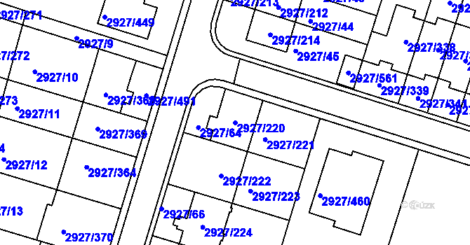 Parcela st. 2927/220 v KÚ Žebětín, Katastrální mapa
