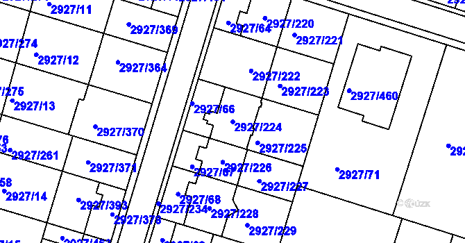 Parcela st. 2927/224 v KÚ Žebětín, Katastrální mapa