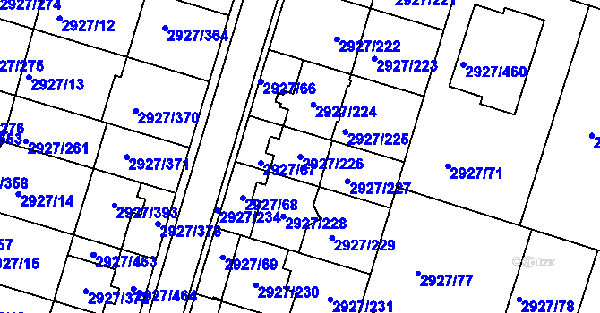 Parcela st. 2927/226 v KÚ Žebětín, Katastrální mapa