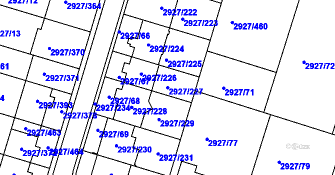 Parcela st. 2927/227 v KÚ Žebětín, Katastrální mapa