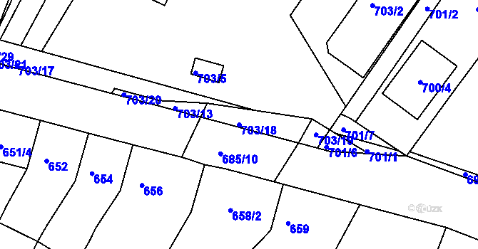 Parcela st. 703/18 v KÚ Žebětín, Katastrální mapa