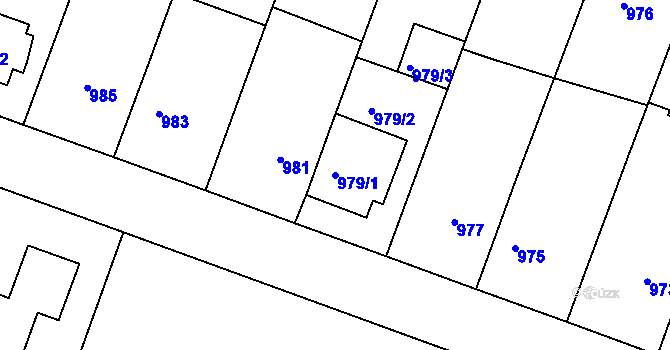 Parcela st. 979/1 v KÚ Žebětín, Katastrální mapa