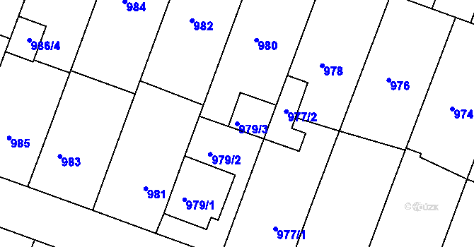 Parcela st. 979/3 v KÚ Žebětín, Katastrální mapa