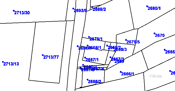 Parcela st. 2668/1 v KÚ Žebětín, Katastrální mapa