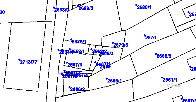 Parcela st. 2668/3 v KÚ Žebětín, Katastrální mapa