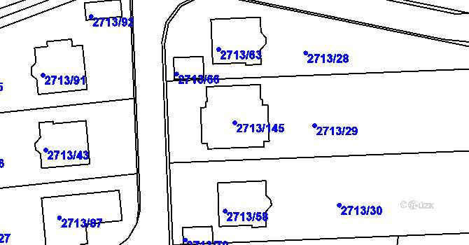 Parcela st. 2713/145 v KÚ Žebětín, Katastrální mapa