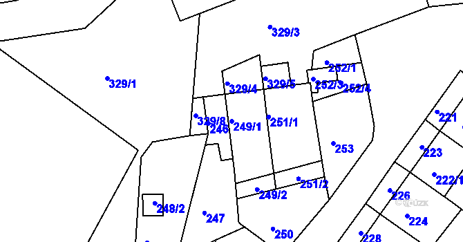 Parcela st. 249/1 v KÚ Žebětín, Katastrální mapa