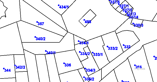 Parcela st. 334/1 v KÚ Žebětín, Katastrální mapa