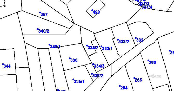 Parcela st. 334/2 v KÚ Žebětín, Katastrální mapa