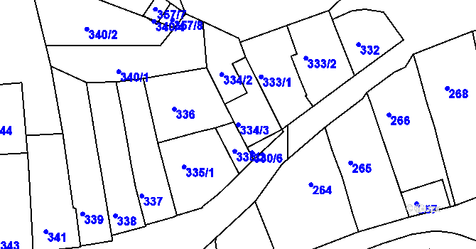 Parcela st. 334/3 v KÚ Žebětín, Katastrální mapa