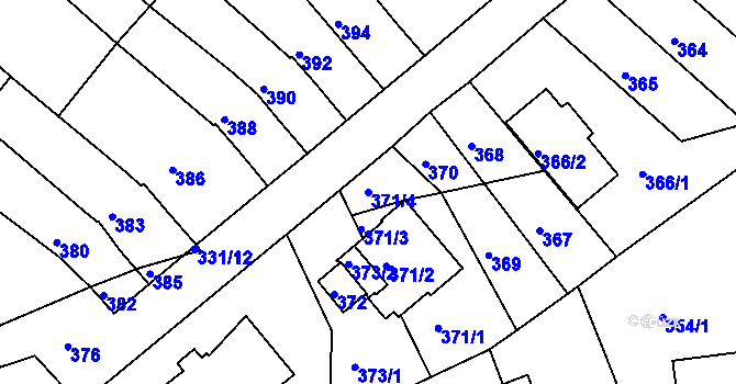 Parcela st. 371/4 v KÚ Žebětín, Katastrální mapa