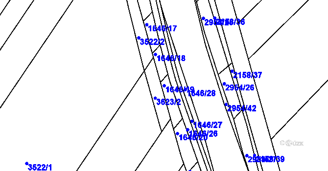 Parcela st. 1646/19 v KÚ Žebětín, Katastrální mapa