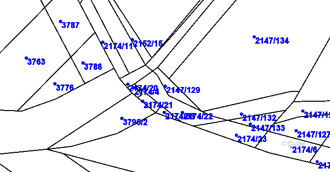 Parcela st. 2147/129 v KÚ Žebětín, Katastrální mapa