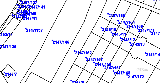 Parcela st. 2147/152 v KÚ Žebětín, Katastrální mapa