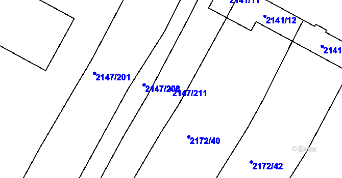 Parcela st. 2147/211 v KÚ Žebětín, Katastrální mapa
