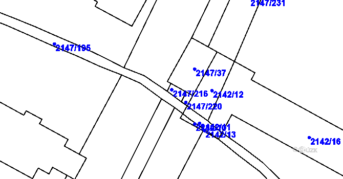 Parcela st. 2147/216 v KÚ Žebětín, Katastrální mapa