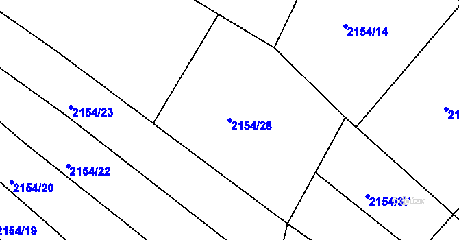 Parcela st. 2154/28 v KÚ Žebětín, Katastrální mapa