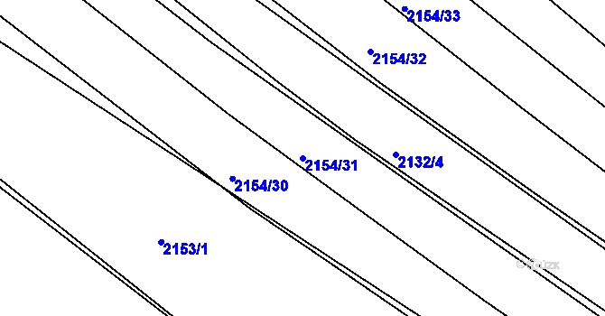 Parcela st. 2154/31 v KÚ Žebětín, Katastrální mapa