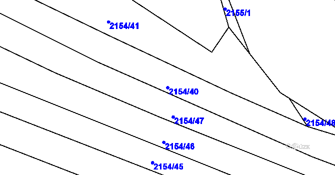 Parcela st. 2154/40 v KÚ Žebětín, Katastrální mapa