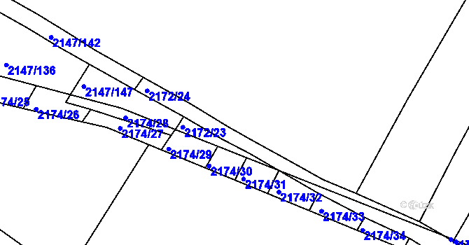 Parcela st. 2172/27 v KÚ Žebětín, Katastrální mapa