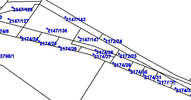 Parcela st. 2174/28 v KÚ Žebětín, Katastrální mapa