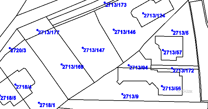 Parcela st. 2713/147 v KÚ Žebětín, Katastrální mapa