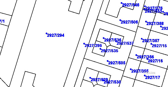 Parcela st. 2927/295 v KÚ Žebětín, Katastrální mapa