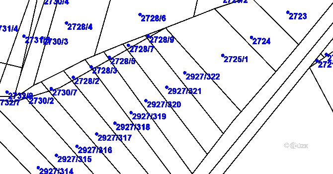 Parcela st. 2927/321 v KÚ Žebětín, Katastrální mapa