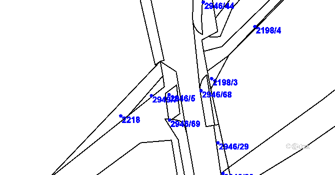 Parcela st. 2946/48 v KÚ Žebětín, Katastrální mapa