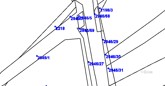 Parcela st. 2946/50 v KÚ Žebětín, Katastrální mapa