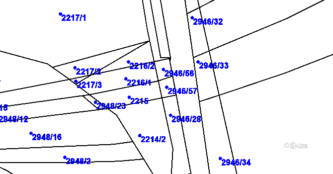 Parcela st. 2946/57 v KÚ Žebětín, Katastrální mapa