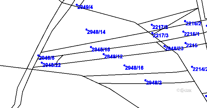 Parcela st. 2948/12 v KÚ Žebětín, Katastrální mapa