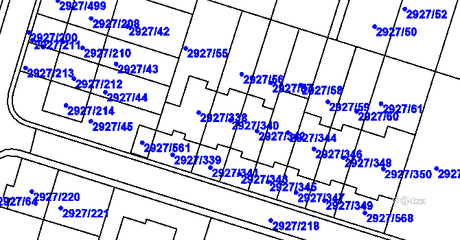 Parcela st. 2927/340 v KÚ Žebětín, Katastrální mapa