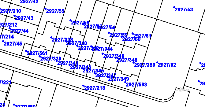 Parcela st. 2927/346 v KÚ Žebětín, Katastrální mapa