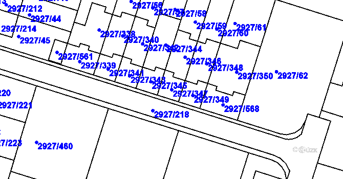 Parcela st. 2927/347 v KÚ Žebětín, Katastrální mapa