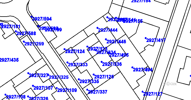 Parcela st. 2927/334 v KÚ Žebětín, Katastrální mapa