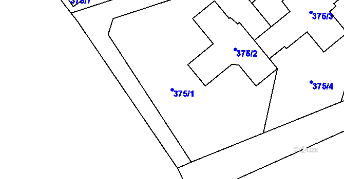Parcela st. 375/1 v KÚ Žebětín, Katastrální mapa