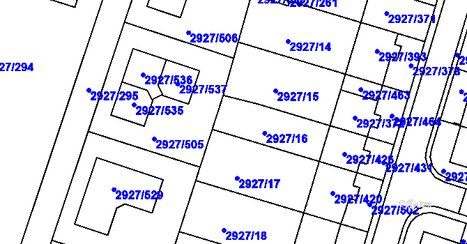 Parcela st. 2927/356 v KÚ Žebětín, Katastrální mapa