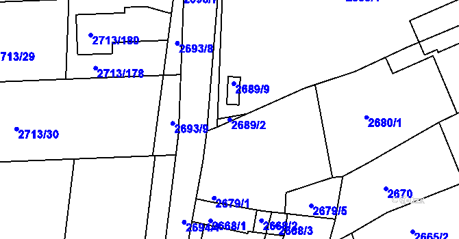 Parcela st. 2689/2 v KÚ Žebětín, Katastrální mapa