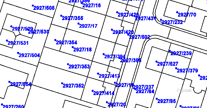Parcela st. 2927/394 v KÚ Žebětín, Katastrální mapa