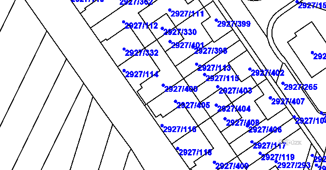 Parcela st. 2927/400 v KÚ Žebětín, Katastrální mapa
