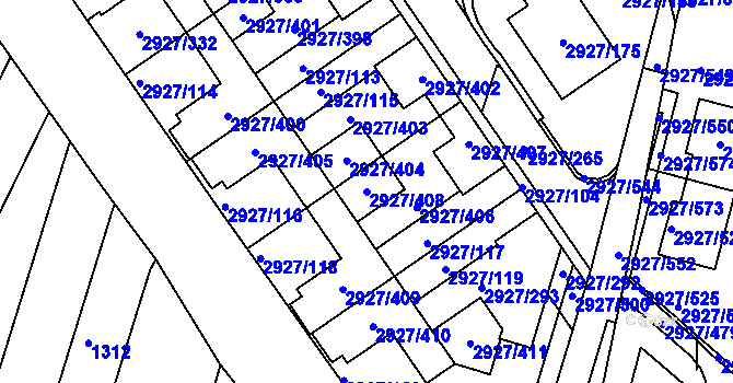 Parcela st. 2927/408 v KÚ Žebětín, Katastrální mapa