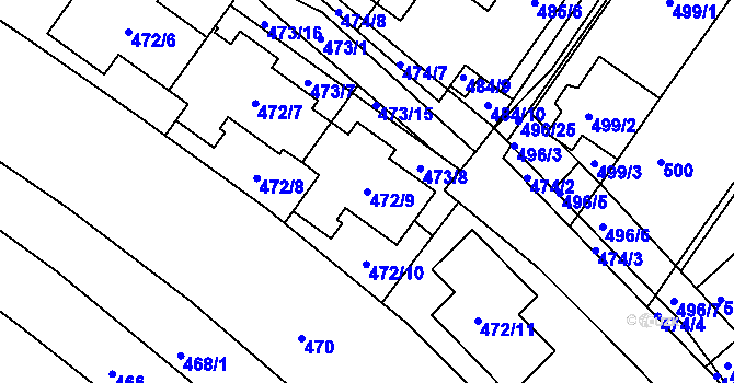 Parcela st. 472/9 v KÚ Žebětín, Katastrální mapa