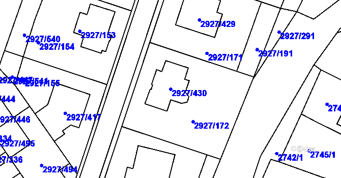 Parcela st. 2927/430 v KÚ Žebětín, Katastrální mapa